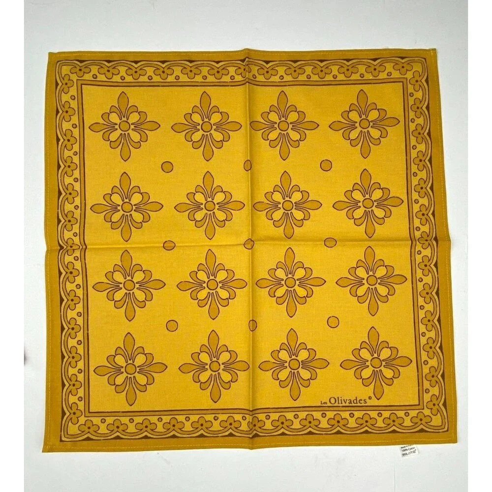 Les Olivades Napkins Set of 2 Yellow Floral Provencal 100% Cotton 18.5